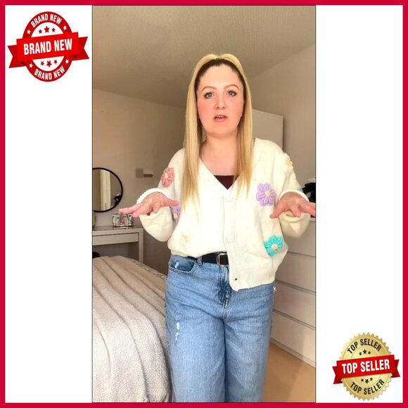 Floral Print Cardigan Long Sleeve Button Up Lightweight Sweater - Picture 6 of 7